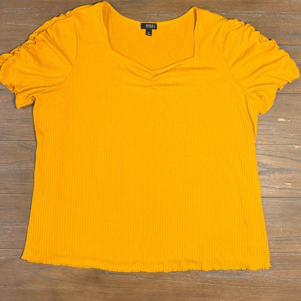 a.n.a Bright Yellow Short Sleeve Top